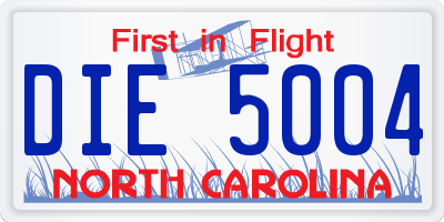 NC license plate DIE5004