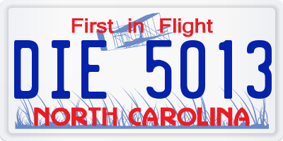 NC license plate DIE5013
