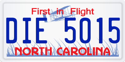 NC license plate DIE5015
