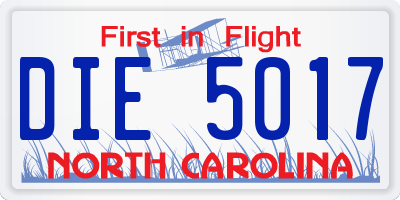 NC license plate DIE5017