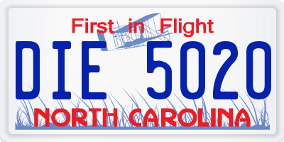NC license plate DIE5020