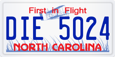 NC license plate DIE5024