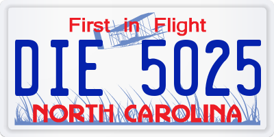 NC license plate DIE5025