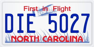 NC license plate DIE5027