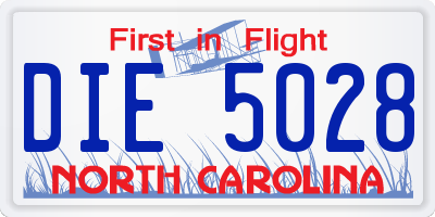 NC license plate DIE5028