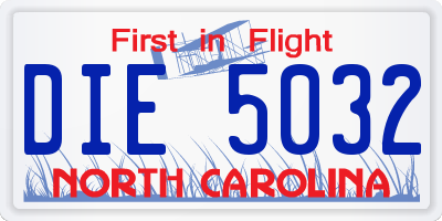 NC license plate DIE5032