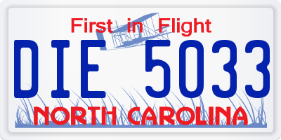 NC license plate DIE5033