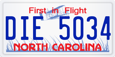 NC license plate DIE5034