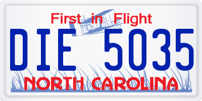 NC license plate DIE5035