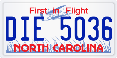 NC license plate DIE5036