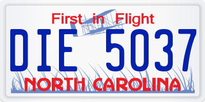 NC license plate DIE5037