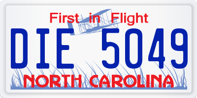 NC license plate DIE5049