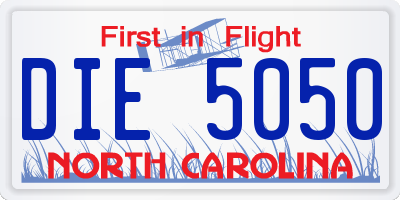 NC license plate DIE5050