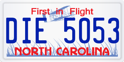 NC license plate DIE5053