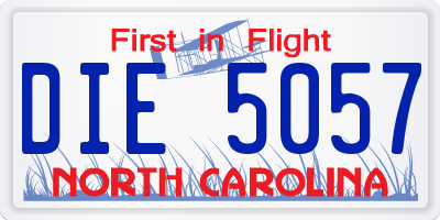 NC license plate DIE5057