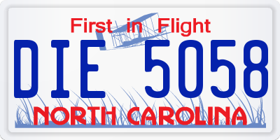 NC license plate DIE5058