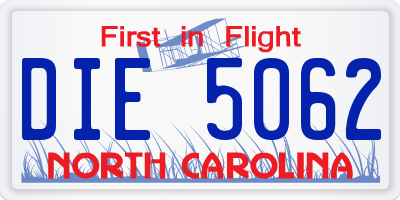 NC license plate DIE5062