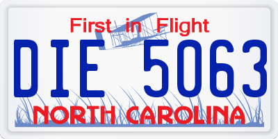 NC license plate DIE5063