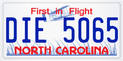 NC license plate DIE5065
