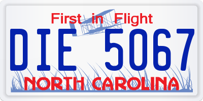 NC license plate DIE5067