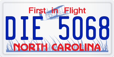 NC license plate DIE5068