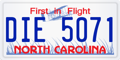 NC license plate DIE5071