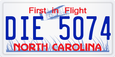 NC license plate DIE5074