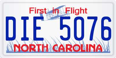 NC license plate DIE5076