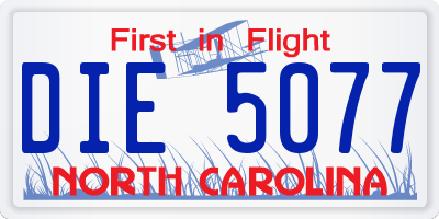 NC license plate DIE5077