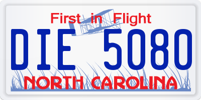 NC license plate DIE5080