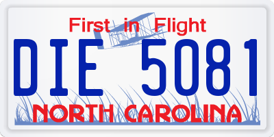 NC license plate DIE5081