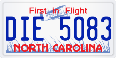 NC license plate DIE5083