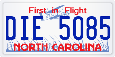 NC license plate DIE5085