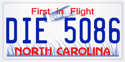 NC license plate DIE5086