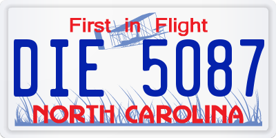 NC license plate DIE5087