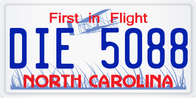 NC license plate DIE5088