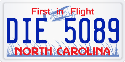 NC license plate DIE5089