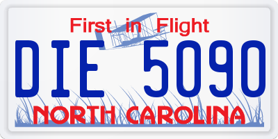 NC license plate DIE5090