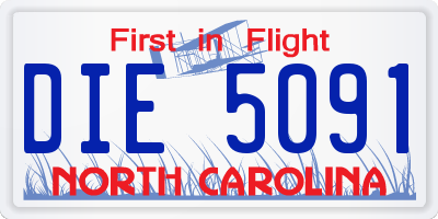NC license plate DIE5091