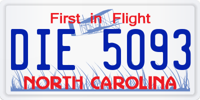 NC license plate DIE5093