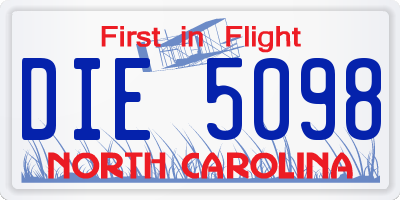 NC license plate DIE5098