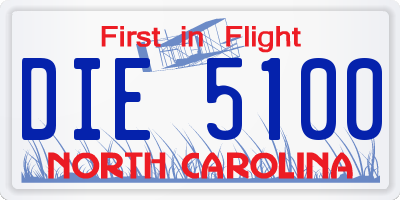 NC license plate DIE5100
