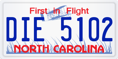 NC license plate DIE5102