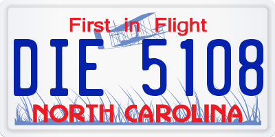 NC license plate DIE5108