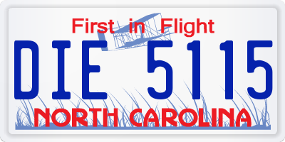 NC license plate DIE5115