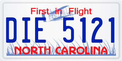 NC license plate DIE5121