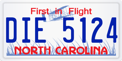 NC license plate DIE5124