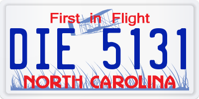 NC license plate DIE5131