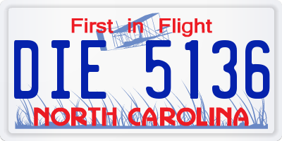 NC license plate DIE5136
