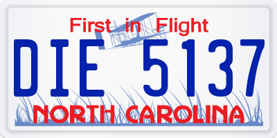 NC license plate DIE5137